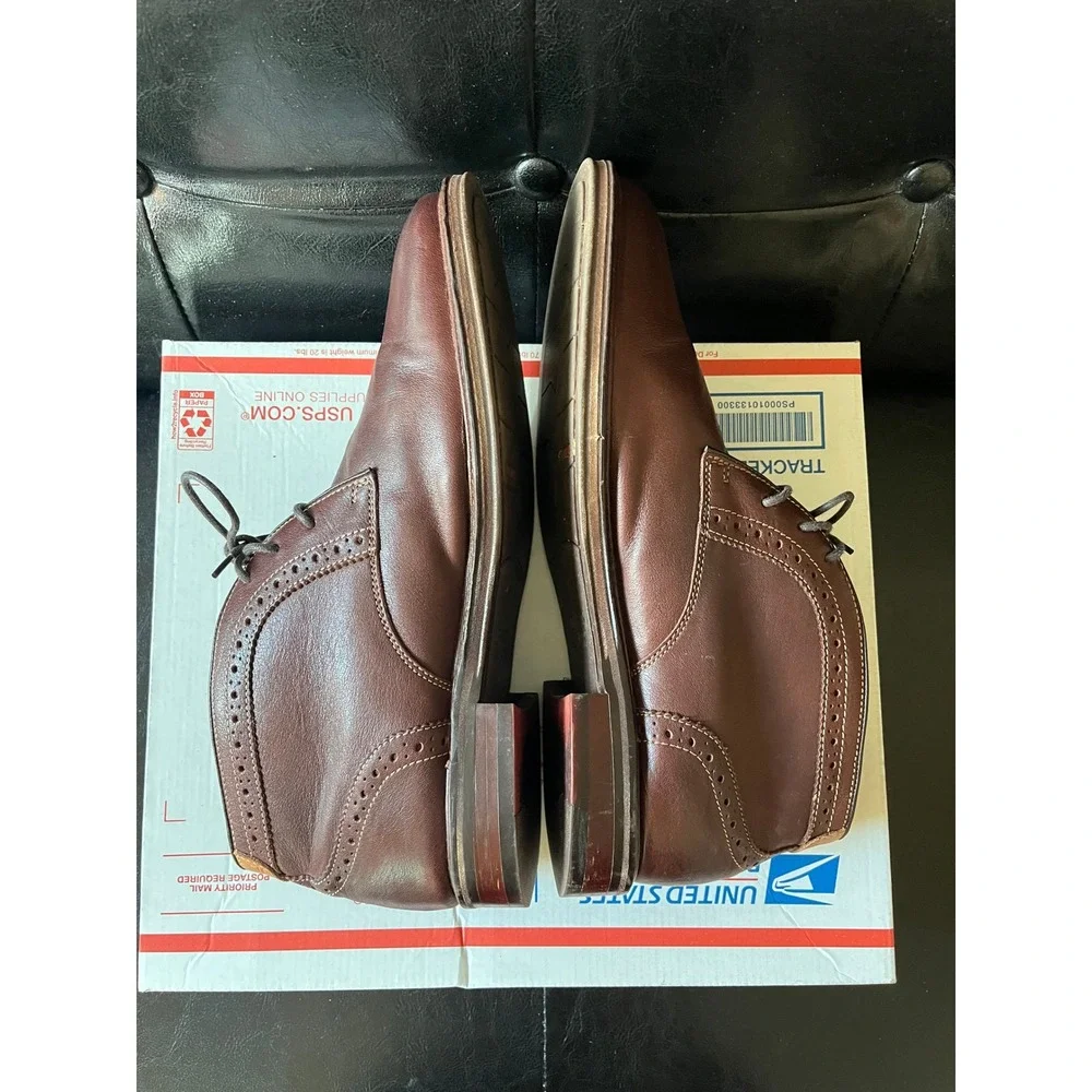 Johnston & Murphy Mahogany Leather Wingtip Chukka Boots